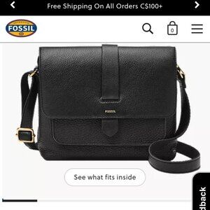 FOSSIL KINLEY BLACK BUTTERY LEATHER SMALL CROSSBODY BAG